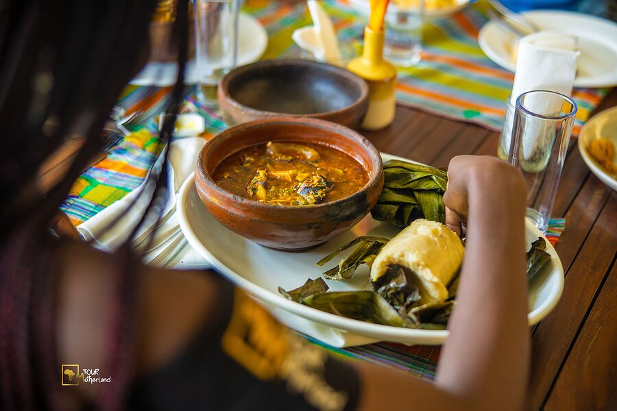 Stew and plantain, the way it is actually served